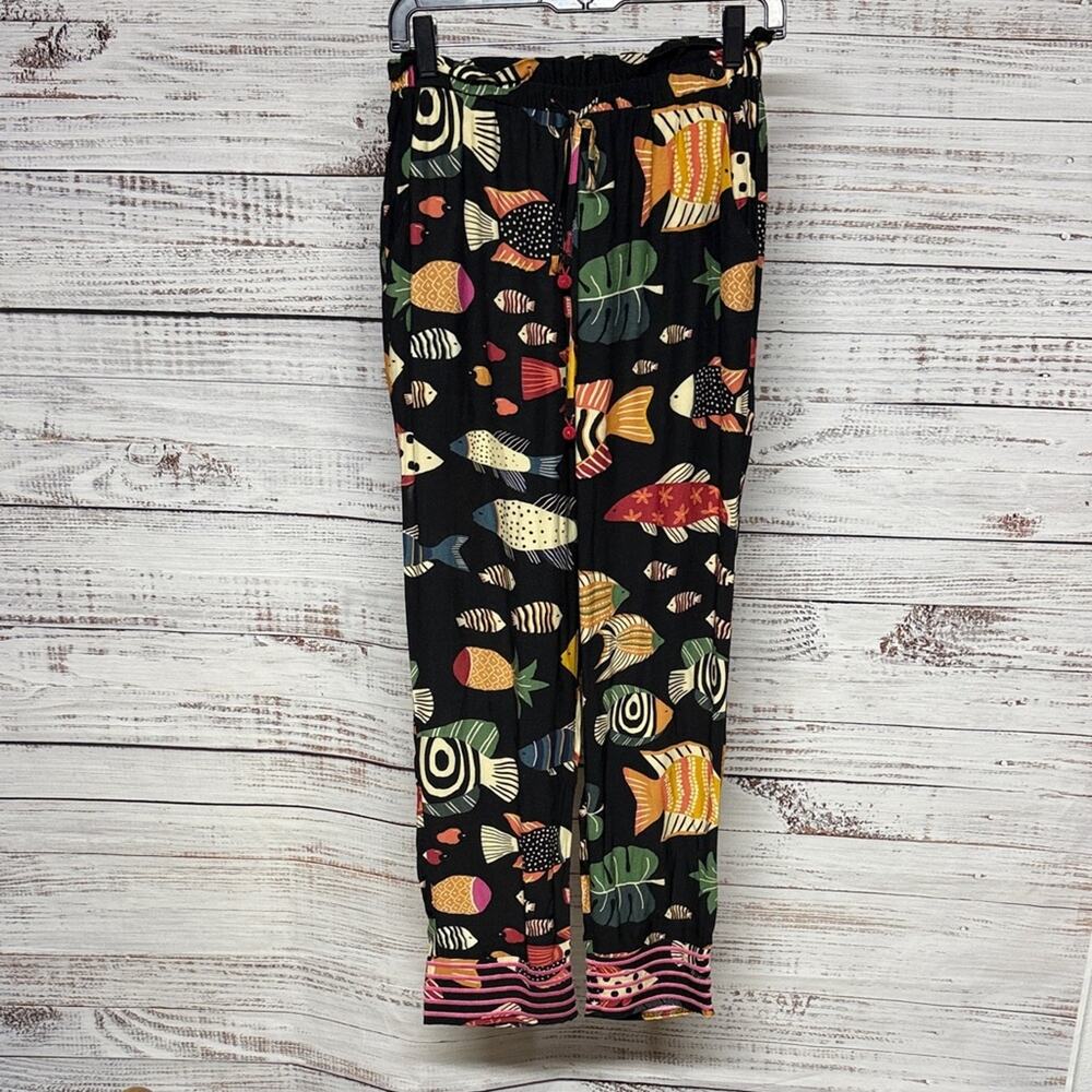 Farm Rio Anthropologie Sealife Fish Colorful Joggers XS